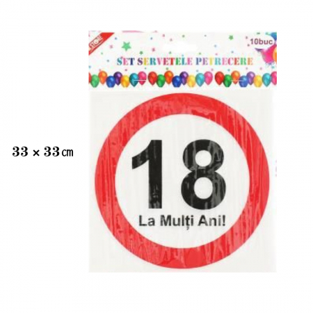 Tacâmuri - Set 10 servetele party ' La Multi Ani! 18 ' 33 x 33 cm 063563