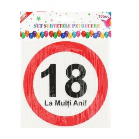 Tacâmuri - Set 10 servetele party ' La Multi Ani! 18 ' 33 x 33 cm 063563