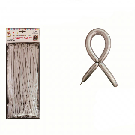 Articole party - Set 100 baloane cromate pentru modelaj din latex 125 cm RJ1551