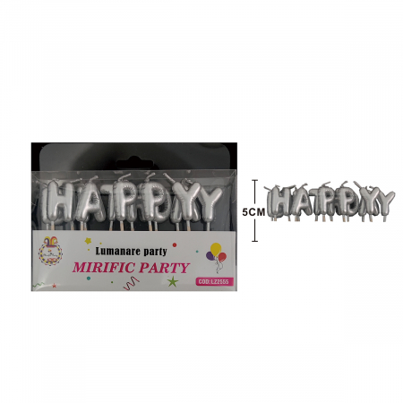 Lumânări tort - Set 13 lumanari aniversare pentru tort ' Happy Birthday ' 5 cm LZ2555
