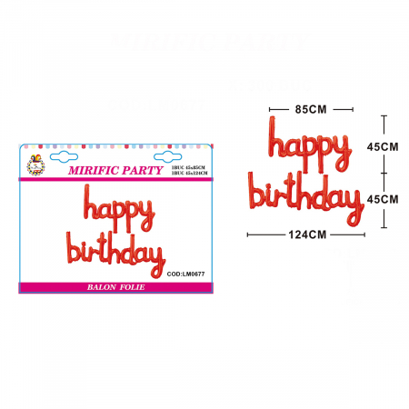 Baloane - Set 2 baloane din folie de aluminiu 'Happy birthday' 124 x45 cm LM0677