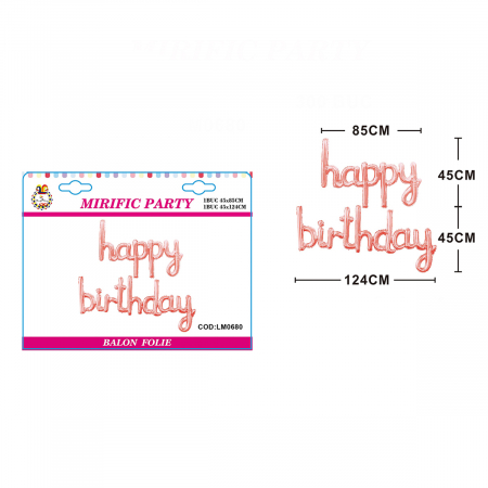 Articole party - Set 2 baloane din folie de aluminiu 'Happy birthday' 124 x45 cm LM0680
