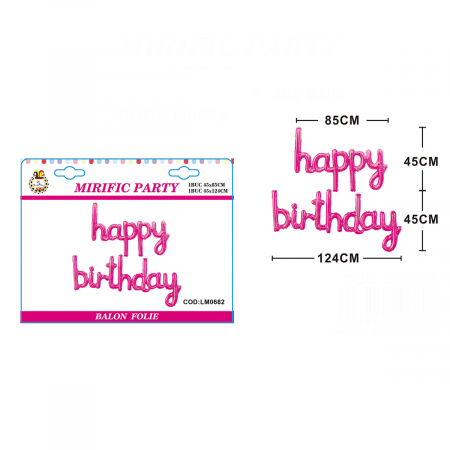 Baloane - Set 2 baloane din folie de aluminiu 'Happy birthday' 124 x45 cm LM0682