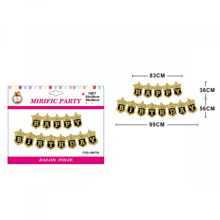 Baloane - Set 2 baloane din folie de aluminiu tip ghirlanda ' Happy Birthday' LM0729