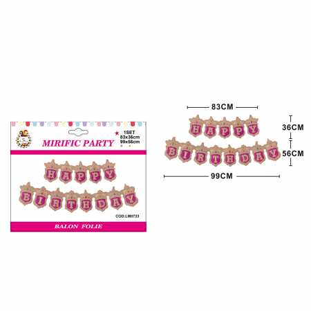 Baloane - Set 2 baloane din folie de aluminiu tip ghirlanda ' Happy Birthday' LM0733