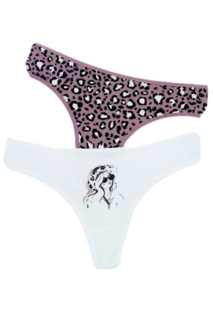 Chiloți tanga - Set 2 chiloti tanga din bumbac 1KT158