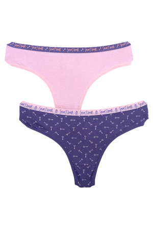 Chiloți tanga - Set 2 chiloti tanga din bumbac 1KT166A