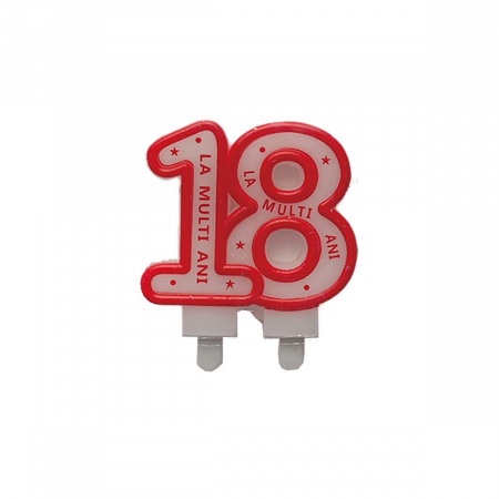 Lumânări tort - Set 2 lumanari aniversare pentru tort cifra ' 18 ' 8 cm LZ2588