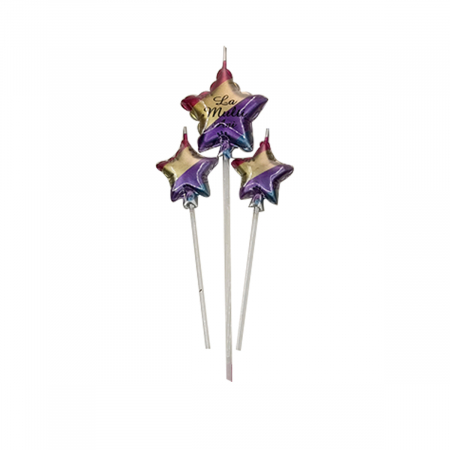 Lumânări tort - Set 3 lumanari aniversare pentru tort forma stea ' La Multi Ani ' 13 cm LZ2601