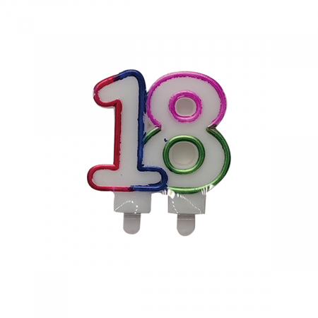 Lumânări tort - Set 2 lumanari aniversare pentru tort cifra ' 18 ' 8 cm LZ2586