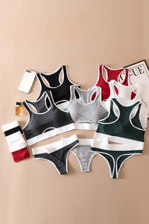 Seturi și Compleuri - Set 2 piese lenjerie intima, bustiera push-up si chiloti tanga XXP-8825