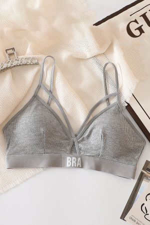 Seturi și Compleuri - Set 2 piese lenjerie intima, sutien push-up si chiloti tanga XBX-8827gri deschis