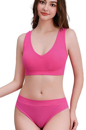 Seturi și Compleuri - Set 2 piese lenjerie intima, bustiera push-up si chiloti brazilieni XBX-8879roz