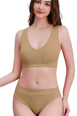 Seturi și Compleuri - Set 2 piese lenjerie intima, bustiera push-up si chiloti brazilieni XBX-8879bej
