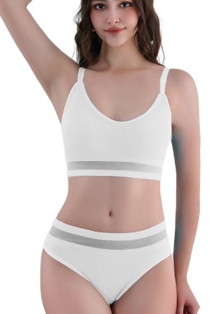 Seturi și Compleuri - Set 2 piese lenjerie intima, bustiera push-up si chiloti brazilieni XBX-8880alb
