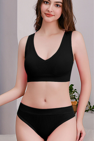 Seturi și Compleuri - Set 2 piese lenjerie intima, bustiera push-up si chiloti brazilieni XBX-8879negru