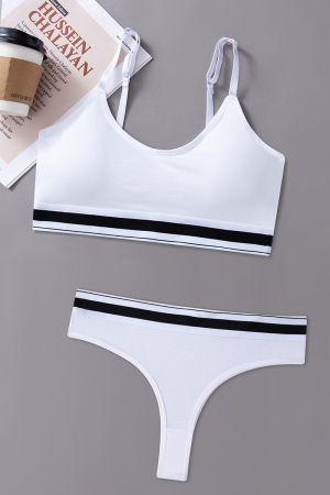 Seturi și Compleuri - Set 2 piese lenjerie intima, bustiera push-up si chiloti brazilieni XXP-1456alb