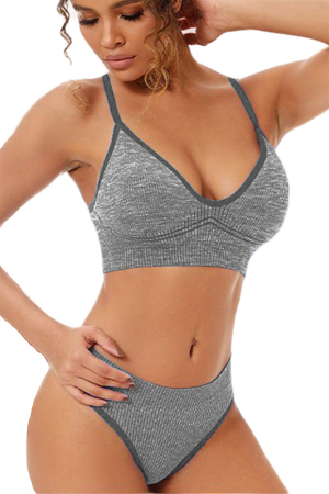 Seturi și Compleuri - Set 2 piese lenjerie intima, bustiera push-up si chiloti brazilieni XXP-777gri