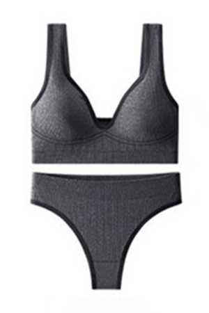 Seturi și Compleuri - Set 2 piese lenjerie intima, bustiera push-up si chiloti brazilieni XXP-6775gri inchis