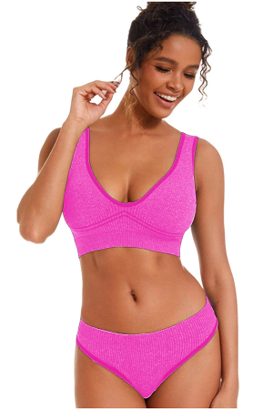 Seturi și Compleuri - Set 2 piese lenjerie intima, bustiera push-up si chiloti brazilieni XXP-6775roz