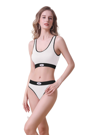 Seturi și Compleuri - Set 2 piese lenjerie intima, bustiera push-up si chiloti tanga XXP-2314alb