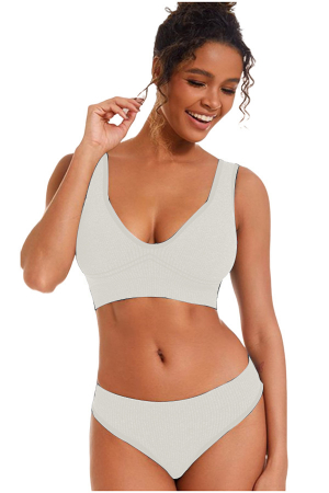Seturi și Compleuri - Set 2 piese lenjerie intima, bustiera push-up si chiloti brazilieni XXP-6775alb