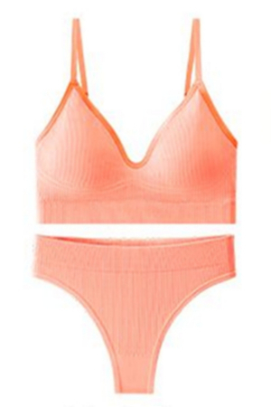 Seturi și Compleuri - Set 2 piese lenjerie intima, bustiera push-up si chiloti brazilieni XXP-777portocaliu
