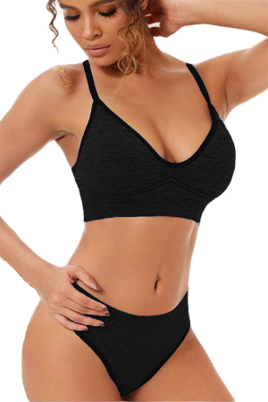 Seturi și Compleuri - Set 2 piese lenjerie intima, bustiera push-up si chiloti brazilieni XXP-777negru