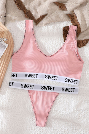 Seturi și Compleuri - Set 2 piese lenjerie intima, bustiera push-up si chiloti tanga XBX-8863roz