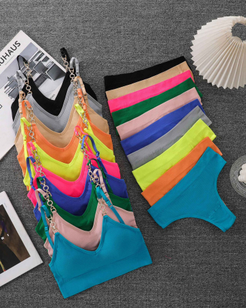 Seturi și Compleuri - Set 2 piese lenjerie intima, bustiera push-up si chiloti tanga XXP-V06