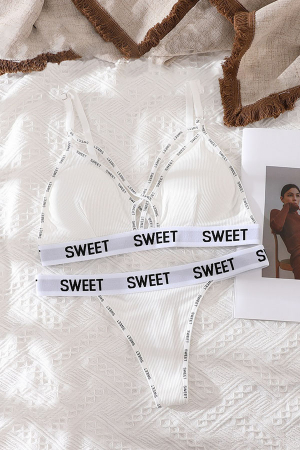 Seturi și Compleuri - Set 2 piese lenjerie intima, sutien push-up si chiloti tanga XBX-8861alb