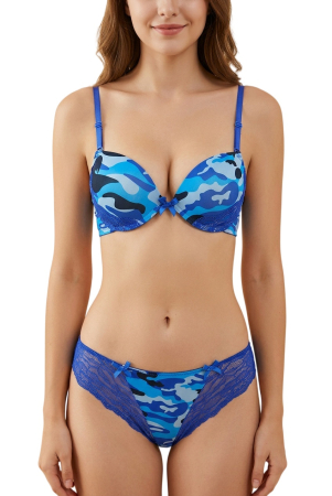 Seturi și Compleuri - Set 2 piese lenjerie intima, sutien si chiloti brazilieni 35669albastru