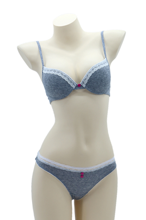 Seturi și Compleuri - Set 2 piese lenjerie intima, sutien si chiloti tanga 35696gri deschis