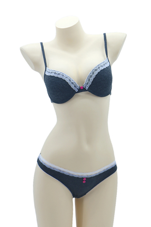 Seturi și Compleuri - Set 2 piese lenjerie intima, sutien si chiloti tanga 35696gri inchis
