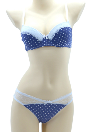 Seturi și Compleuri - Set 2 piese lenjerie intima, sutien si chiloti tanga 35710albastru
