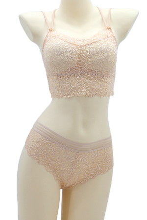 Seturi și Compleuri - Set 2 piese lenjerie intima, top si chiloti brazilieni SMT8837crem