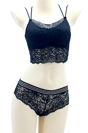 Seturi și Compleuri - Set 2 piese lenjerie intima, top si chiloti brazilieni SMT8837negru