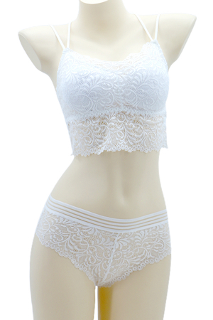 Seturi și Compleuri - Set 2 piese lenjerie intima, top si chiloti brazilieni SMT8837alb