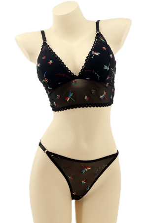 Seturi și Compleuri - Set 2 piese lenjerie intima, top si chiloti tanga YAN-K5530negru