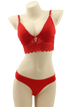 Seturi și Compleuri - Set 2 piese lenjerie intima, top si chiloti brazilieni YAN-1198rosu