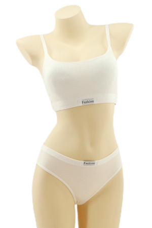 Seturi și Compleuri - Set 2 piese lenjerie intima, top si chiloti clasici YAN-8815alb