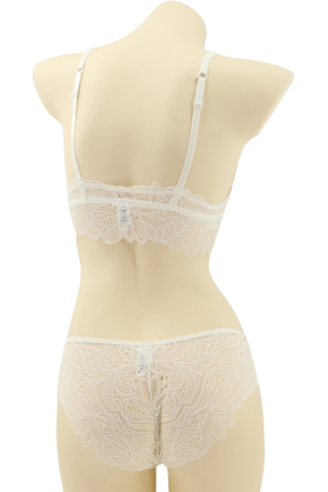 Seturi și Compleuri - Set 2 piese lenjerie intima cu dantela, top si chiloti clasici MG-3208alb