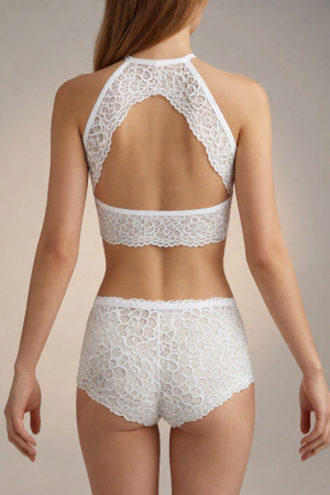 Seturi și Compleuri - Set 2 piese lenjerie intima, top si chiloti SMT8854alb