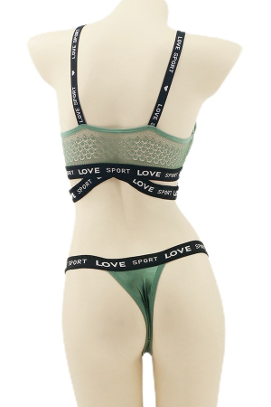 Seturi și Compleuri - Set 2 piese lenjerie intima, top si chiloti tanga YAN-005verde