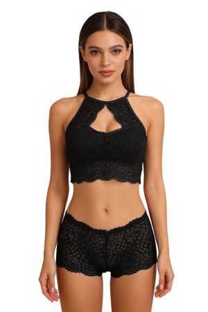 Seturi și Compleuri - Set 2 piese lenjerie intima, top si chiloti SMT8854negru