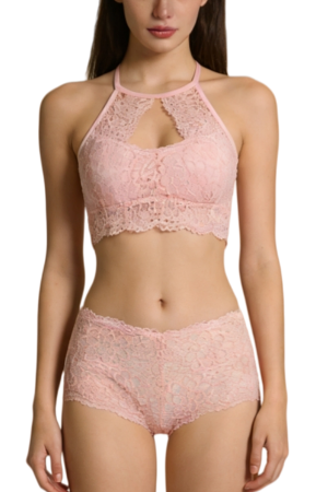 Seturi și Compleuri - Set 2 piese lenjerie intima, top si chiloti SMT8854roz