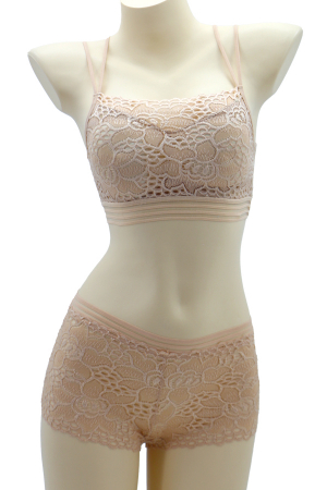 Seturi și Compleuri - Set 2 piese lenjerie intima, top si chiloti SMT8855crem