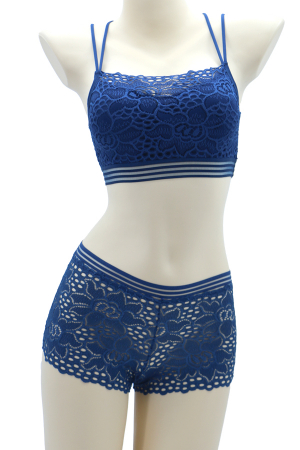 Seturi și Compleuri - Set 2 piese lenjerie intima, top si chiloti SMT8855bleumarin