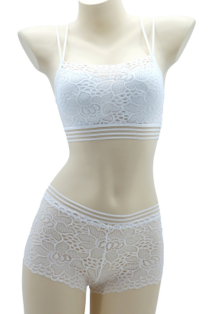 Seturi și Compleuri - Set 2 piese lenjerie intima, top si chiloti SMT8855alb