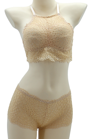 Seturi și Compleuri - Set 2 piese lenjerie intima, top si chiloti SMT8858crem